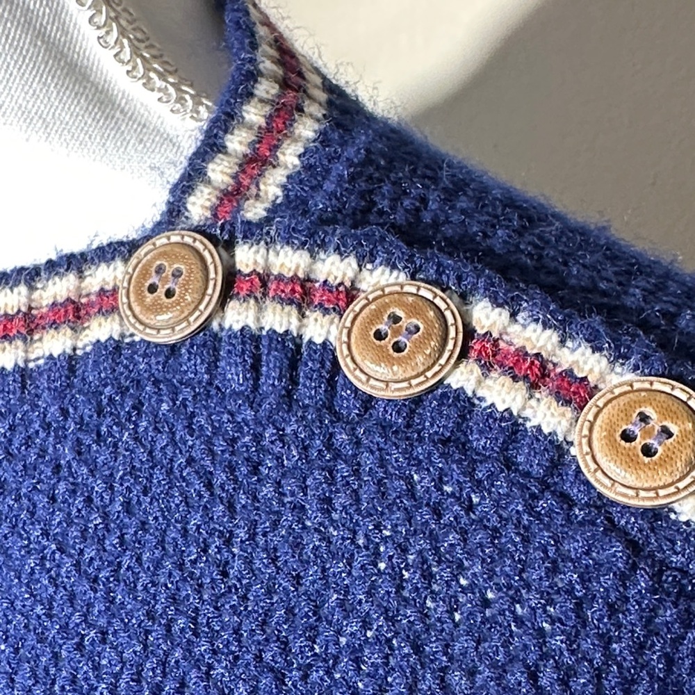 Pandora Vintage Navy Sweater with Red and White Stripes - Picture 3 of 13